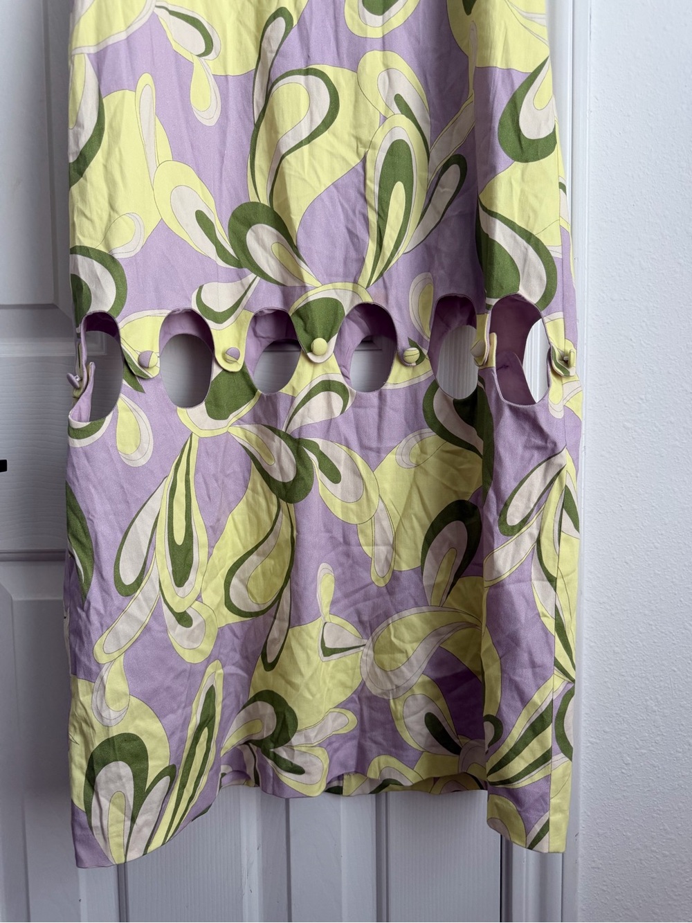 ANTONIO MELANI Lavender Maxi Dress with Olive & Pale Yellow Swirl Print - Picture 3 of 6